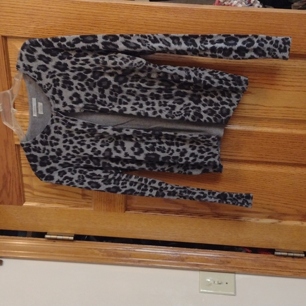 Grey and Black Leopard Cardigan